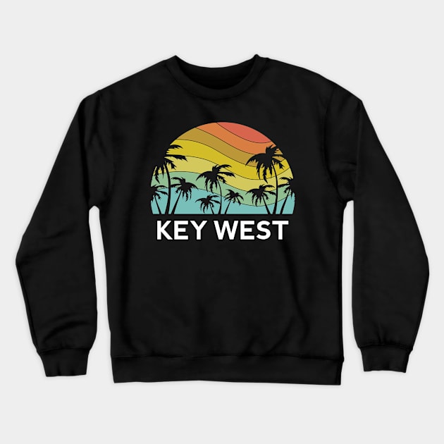 Key West Florida Beach Retro State Summer Keys Vintage Miami Crewneck Sweatshirt by Shirtsurf